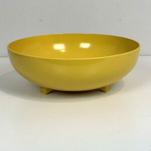 Vintage Mid-Century Prolon Melmac Footed Serving Bowl MCM Yellow